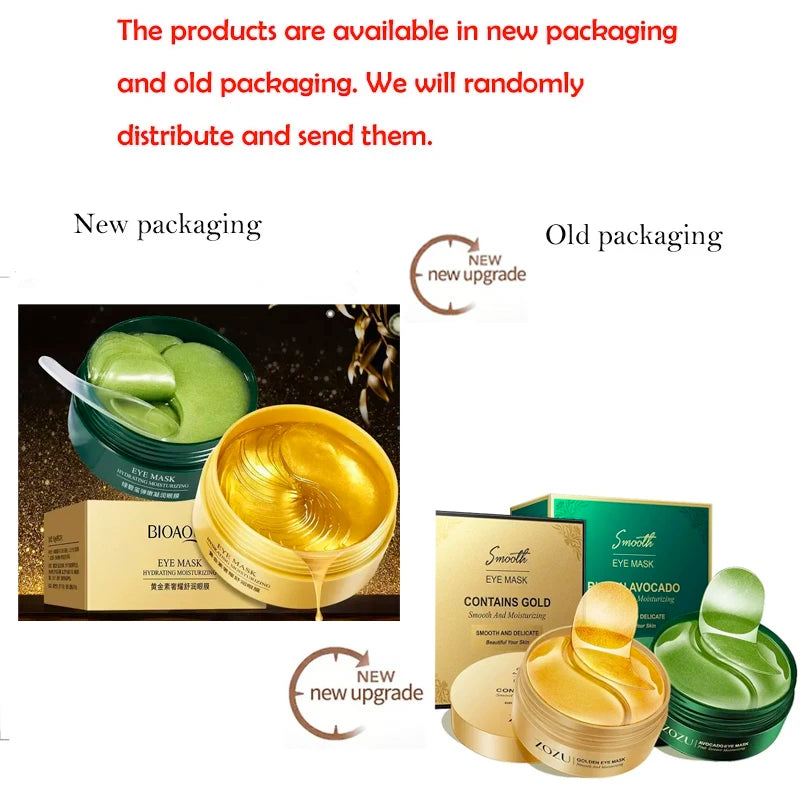 60PCS/120 PCS Eye Mask Avocado Gold Moisturize Firming Improve Eye Bags Eye Patches Anti Wrinkle Eye Patches for Dark Circles Quick Pick Grocers