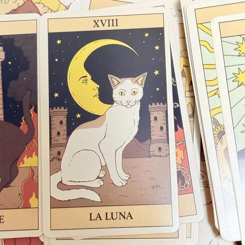 El Tarot De Los Gatos Cards 78 cartas del tarot Spanish Edition Cats Rule Earth Divination Deck Borad Playing Games Econic Blanks