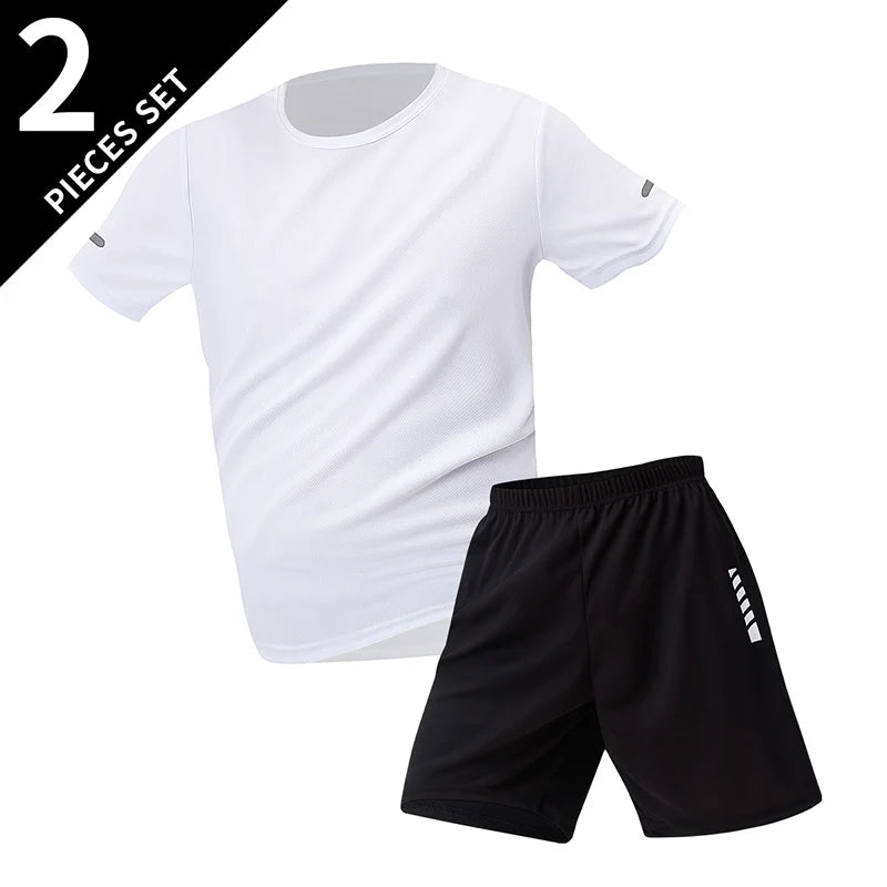 2/4/6 Pcs Plus Size Men's Quick-drying Short-sleeved Shorts Suit Men's Leisure Sports Running Fitness T-shirt Joker Shorts Teen Quick Pick Grocers