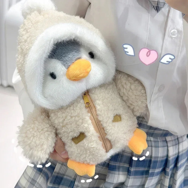 New Cute Penguin Plush Toy Baby Comforting Sleep Doll Fluffy Penguin Wearing Clothes Hats Stuffed Animal Pillow Birthday Gifts Purest Peak