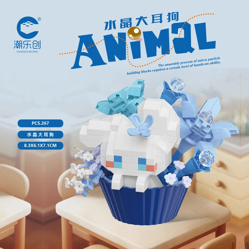Cute dessert small animals potted bouquet cartoon doll panda puppy building block ornament children toys gift Quick Pick Grocers