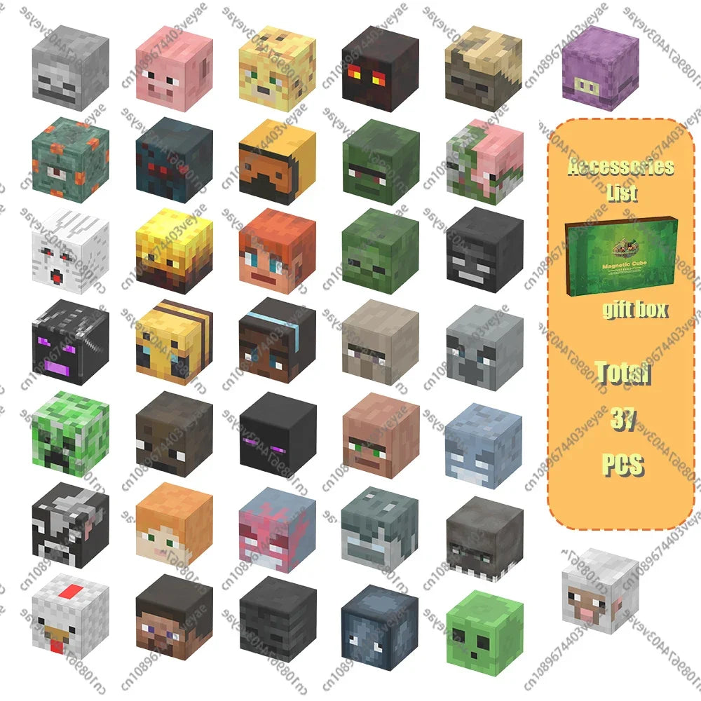 Magnetic Building Blocks Mine World Magnet Cube Set for Boy Girl Kid Age 3+ DIY Model Children Stem STEM Sensory Toy Gift Econic Blanks