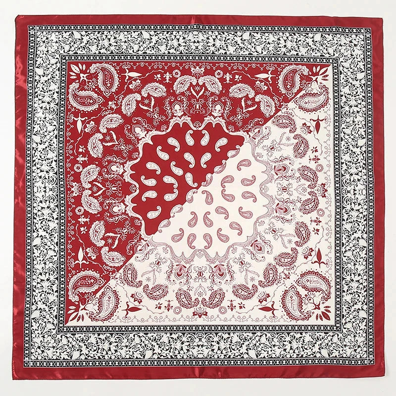 Satin Square Scarf Women Muslim Hijab Elegant 2025 Print Silk Neckerchief Shawl Wraps Headband Handle Hair Accessories Bandana Econic Blanks