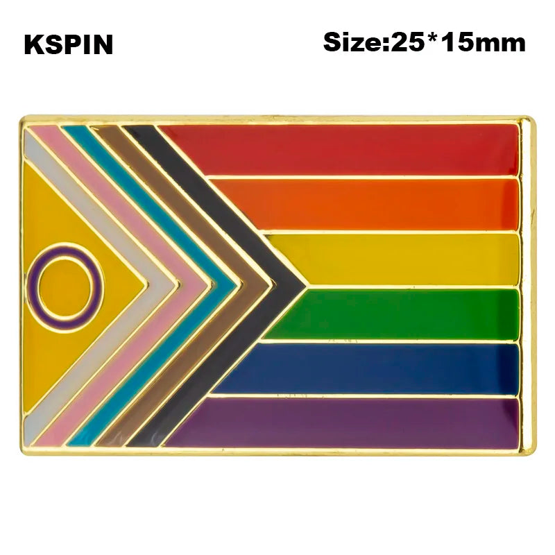 Progress Pride Heart Shaped Lapel Pin Flag badge Brooch Pins Badges Quick Pick Grocers
