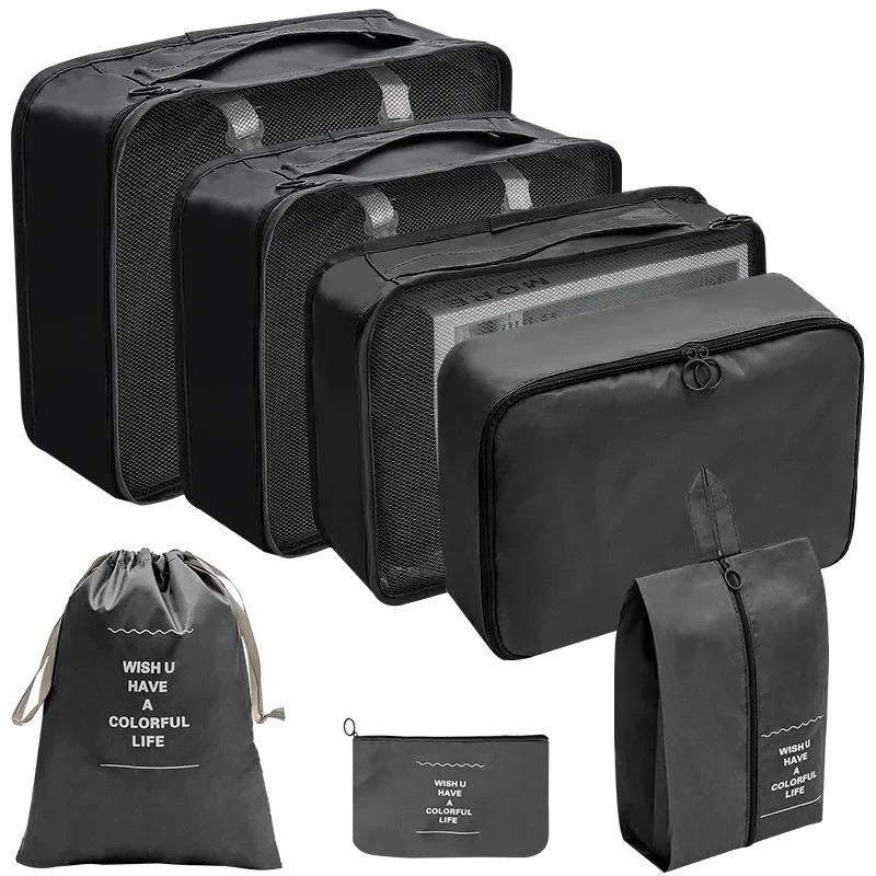 7/8/9/10 Pcs Set Travel Organizer Storage Bags Suitcase Packing Cubes Set Cases Portable Luggage Clothes Shoe Tidy Pouch Folding Econic Blanks
