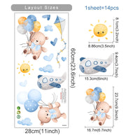 Pink Cartoon Bear Balloon Wall Stickers for Kids Room Decoration Baby Girls Baby Boys Room Wall Decals Kindergarten Nursery Room Quick Pick Grocers
