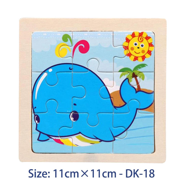 11cm/4.33in Kids Wooden Jigsaw Puzzle Games Cartoon Animal Vehicle Pattern Children Montessori Educational Toys Econic Blanks