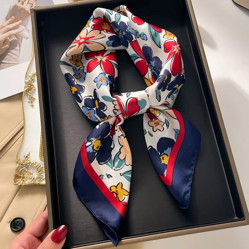 68cm Graffiti Printed Scarf Women'S Autumn And Winter Polyester Fiber Scarf Fashion Versatile Clothes Bag Accessories Scarfs Quick Pick Grocers
