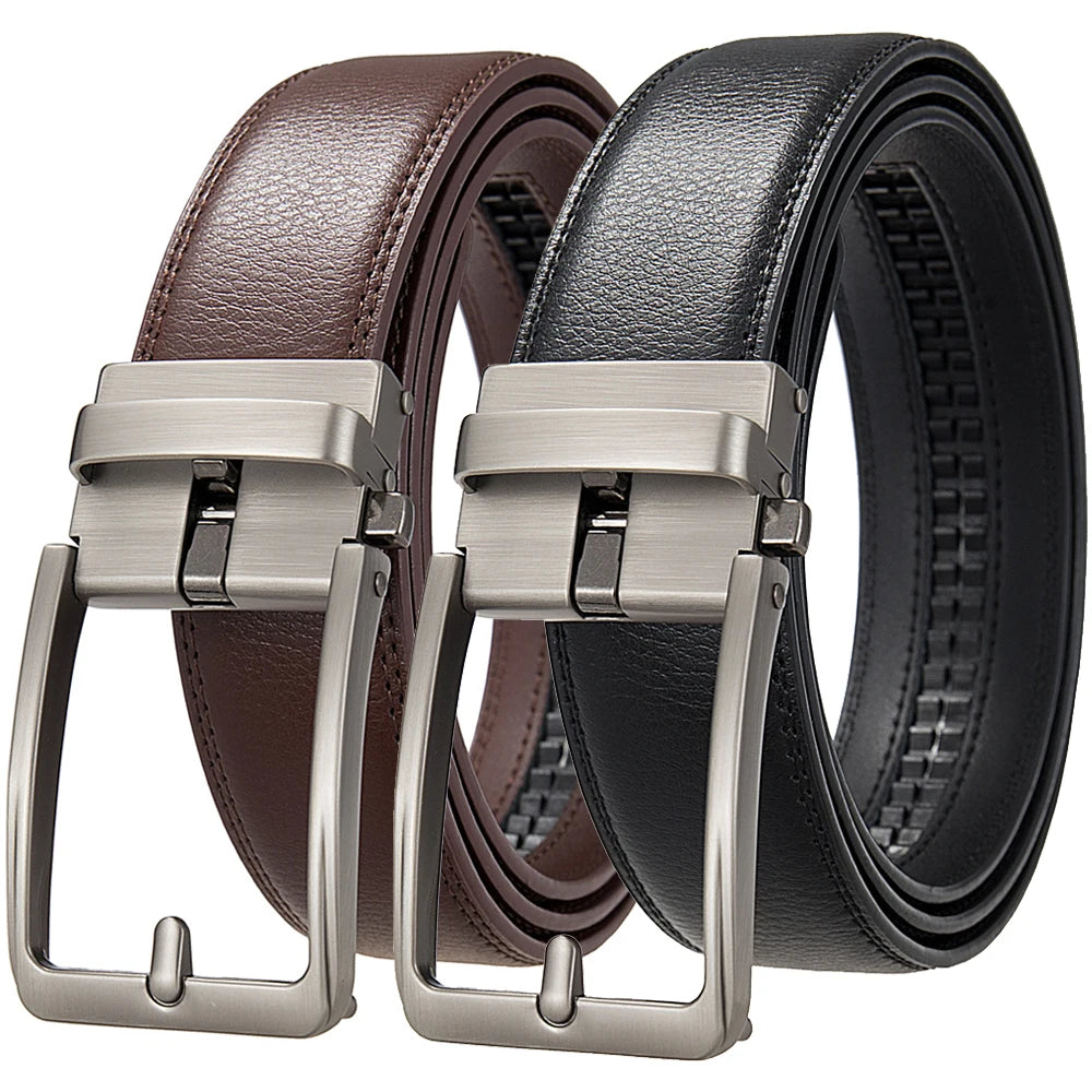 Men's Leather Belts Fashion Automatic Buckle Cowskin Male Belts Luxury Designer Black Brown 3.5cm Quick Pick Grocers