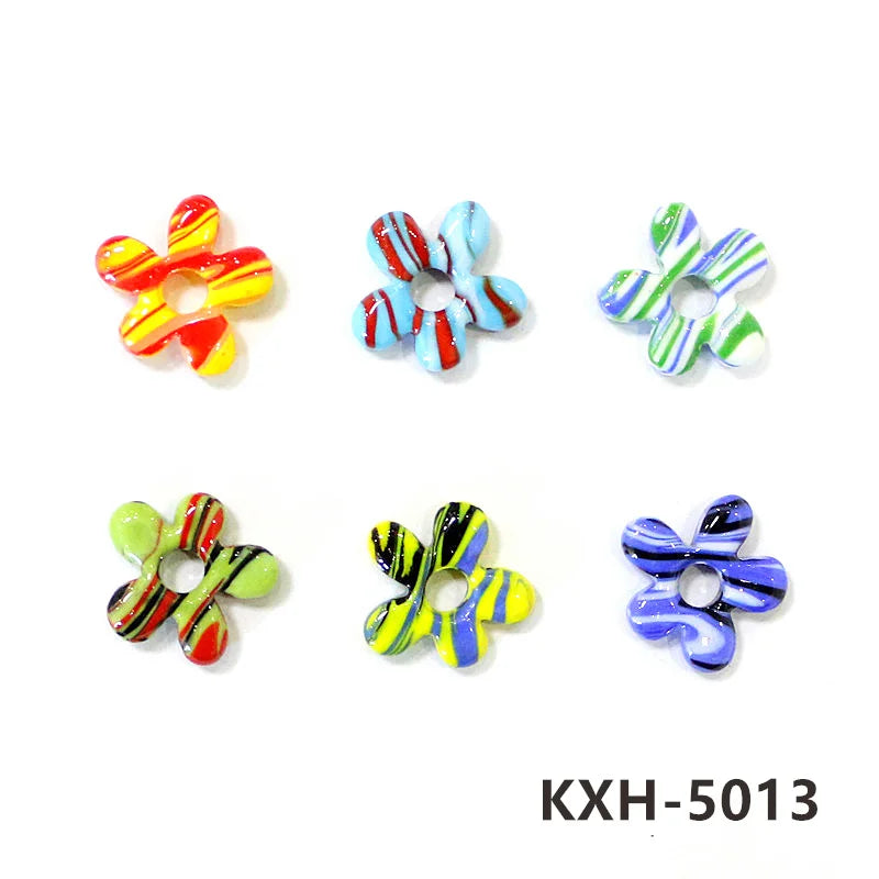 6pcs Irregular Shape Cute Mini Glass Flower Ornament Christmas Wedding Party Decor Supplies DIY Girl Jewelry Pendant Accessories Quick Pick Grocers