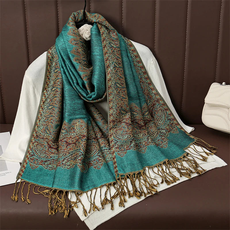 Luxury Brand Autumn Cashmere Pashmina Shawl Lady Wrap Warm Winter Scarves Design Print Female Foulard Cotton Stoles Scarf 2023 Quick Pick Grocers