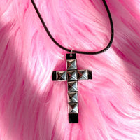 Punk Jewelry Rivet Cross Pendant Necklace for Women Cool Accessories Grunge Rock Fashion 90s Aesthetic Necklace Goth Quick Pick Grocers