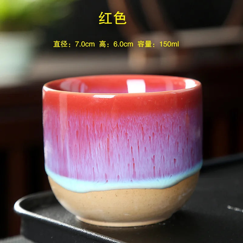 Kiln Change China Ceramic Tea Cup Pottery Jianzhan Drinkware  Temmoku Glaze Porcelain Kung Fu Cups Set for Water Latte Milk Quick Pick Grocers