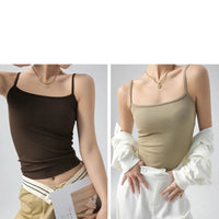 Women's Summer Basic Sleeveless Tank Top Spaghetti Strap Slim Fit Stretch Knitted Solid Color Camisole Quick Pick Grocers