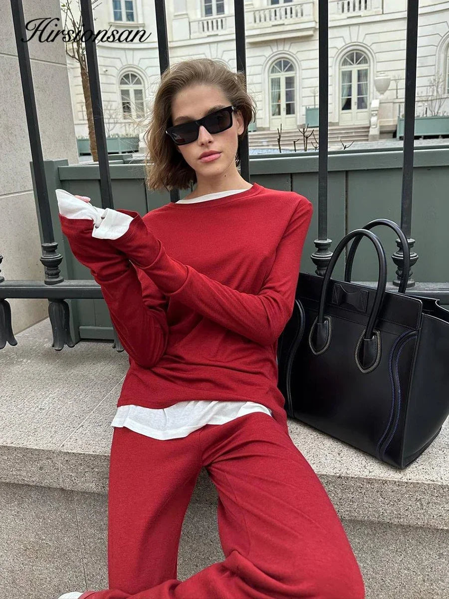 Hirsionsan Modal Soft Loose Sets Women 2026 Casual Two Pieces Long Sleeve T Shirts and High Waist Dresses Outfits Tracksuit Quick Pick Grocers