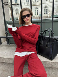 Hirsionsan Modal Soft Loose Sets Women 2026 Casual Two Pieces Long Sleeve T Shirts and High Waist Dresses Outfits Tracksuit Quick Pick Grocers
