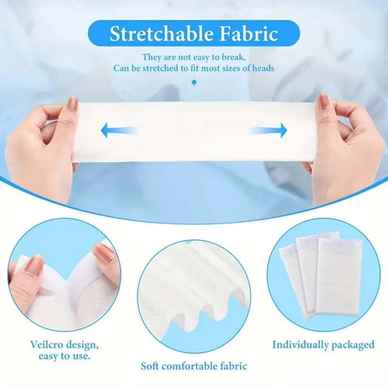 100/50/10pcs Disposable Spa Headbands Elastic Non-Woven Fabric Hair Bands for Women Makeup Soft Skin Care Esthetician Supplies Quick Pick Grocers