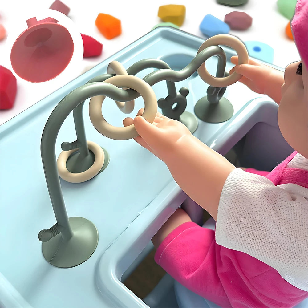 Silicone Children's Silicone Desktop Toys Bead Wrap Baby Early Learning Puzzle Game Toys Highchair Desktop Adsorption Toys Purest Peak