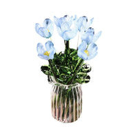 Glass Flower Decor Handcrafted Floral Sculpture Hand-blown Glass Flower Bouquet with Vase Mini Floral Decoration for Home Room Quick Pick Grocers