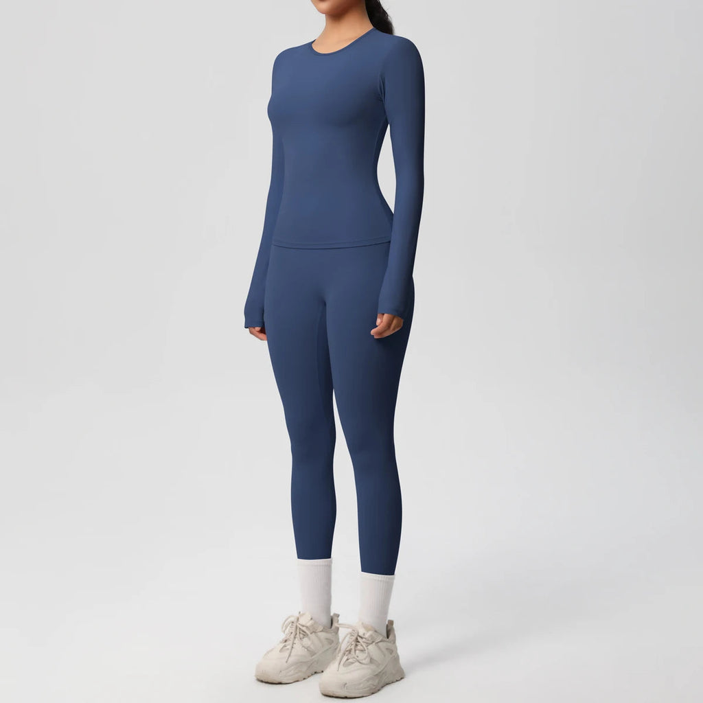 2 PCS Sportswear Yoga Set Gym Clothes Yoga Suits For Women Fitness Set Tracksuits Sports Long Sleeve Crop Top Gym Leggings Quick Pick Grocers