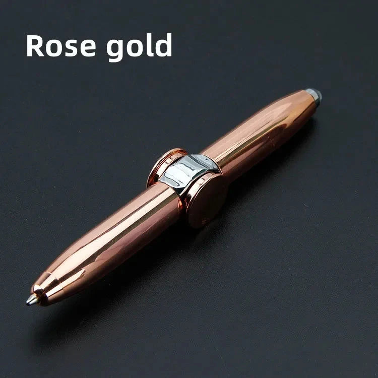 Multifunctional Decompression Finger Rotate Luminous Gyro Pens Toy Fidgets Spinner LED Light Ballpoint Pen Metal Gyro Pen Gift Econic Blanks