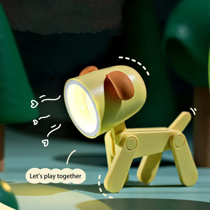 LED Night Light Mini Folding Desk Lamp Cute Pet Lights Dog Deer Portable Night Light Student Living Room Decor Gift Quick Pick Grocers