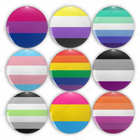 LGBT Rainbow Flag Button Pins Gay Lesbian Bisexual Trans Pansexual Symbol Tinplate Brooches Lapel Badges Backpack Jewelry 44mm Quick Pick Grocers