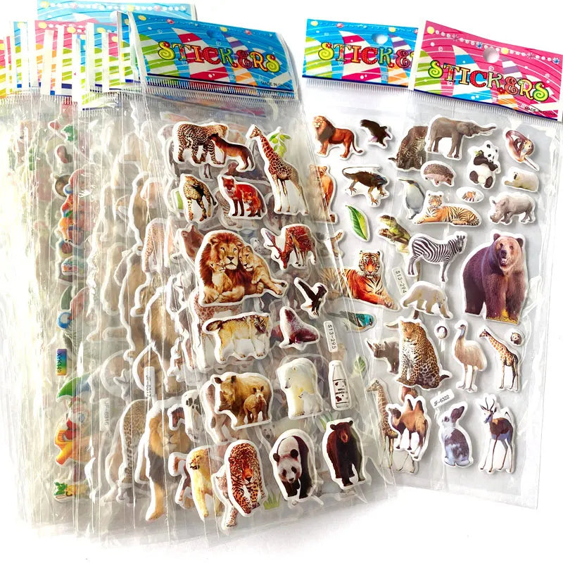 10 Sheets 3D Puffy Stickers Animals Bulk Stickers Scrapbook Decoration Birthday New Year Christmas Gifts for Kids Boys Girls Quick Pick Grocers