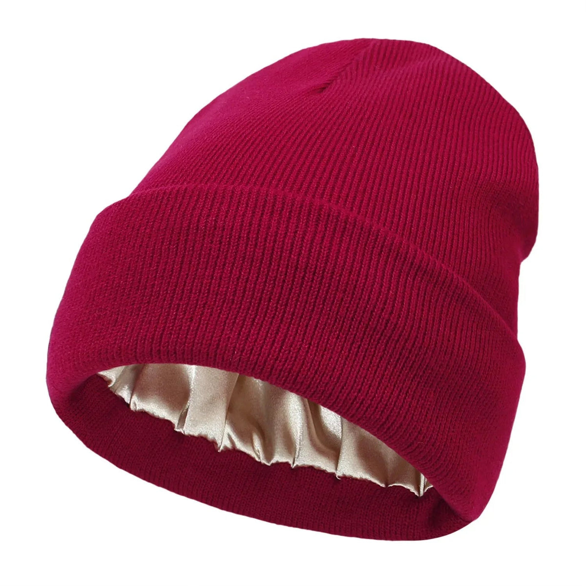 Unisex Satin Lined Beanie Hat For Women Winter Silk Lining Slouchy Warm Cuffed Skullies 2Layer Hair Cover Sleep Cap Quick Pick Grocers