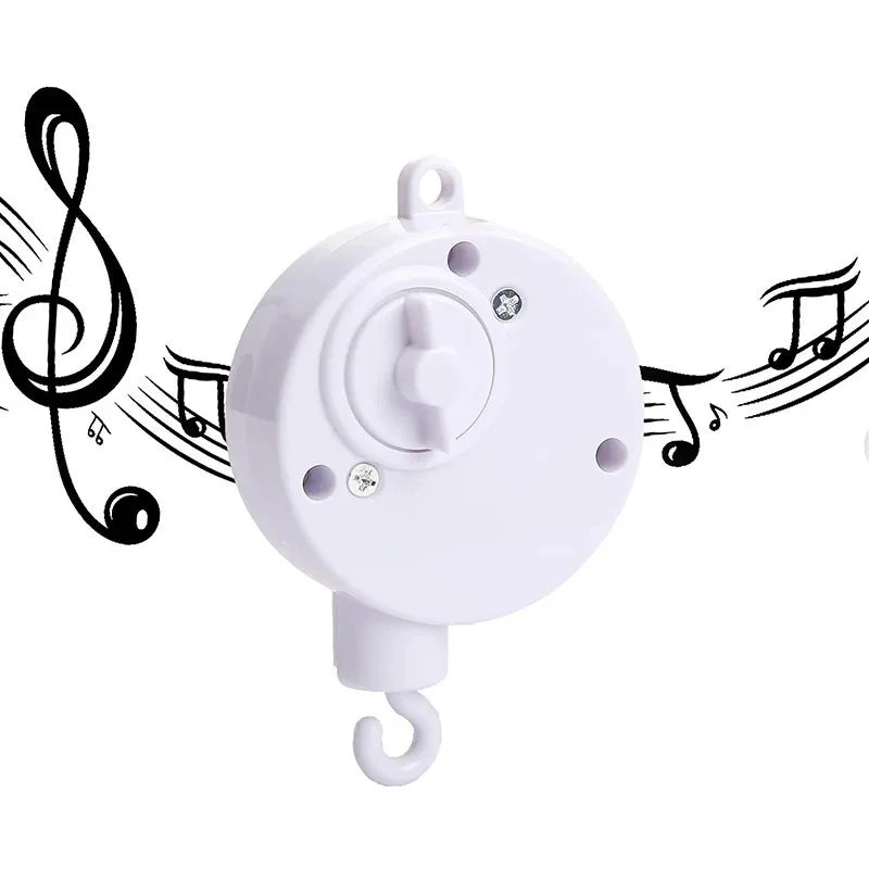 Crib Bell Rotary Music Box with Songs 0 12 Months Baby Bed Hanging Bell Toy Motor Accessory Pendant Toy Nursery Plays Wood Grain Purest Peak