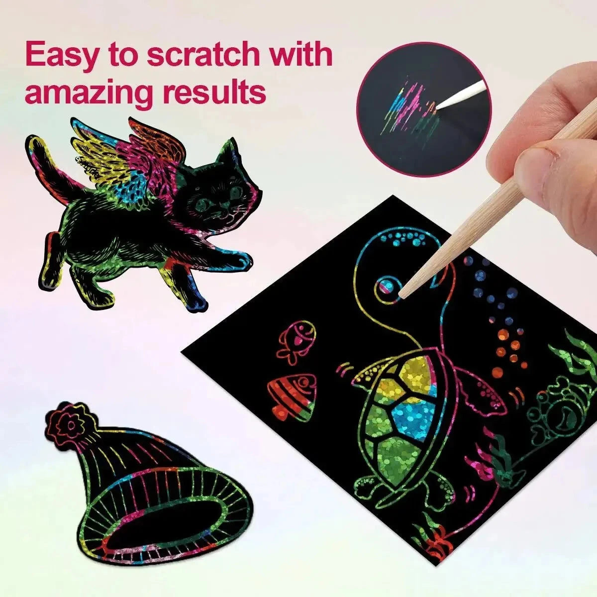 Dazzling Scratch Painting Parent Child Interactive Toys Note Cards Handmade Painting Econic Blanks
