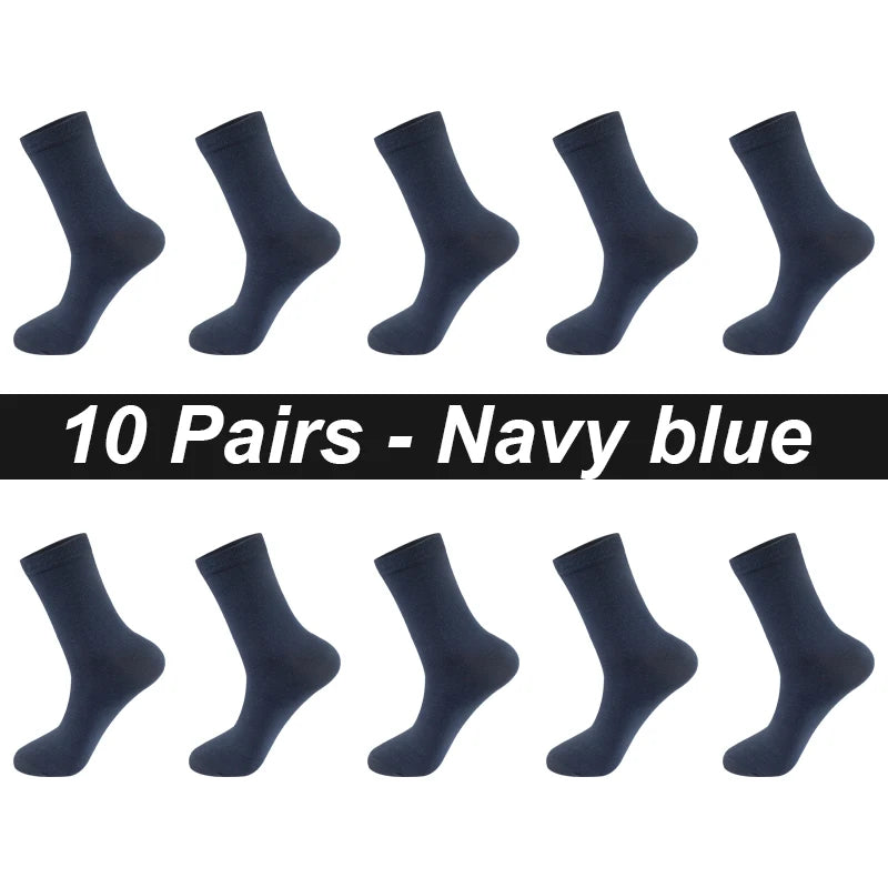 10Pairs/Lot Men Combed Cotton Socks Black Casual Business Breathable High Quality Man Sock New For Male Plus Size EU38-48 Quick Pick Grocers