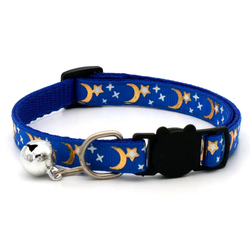 Cat Collar With Bell Cartoon Star Moon Dog Puppy Cat Kitten Collar Adjustable Safety Bell Ring Necklace Cat Jewelry Econic Blanks