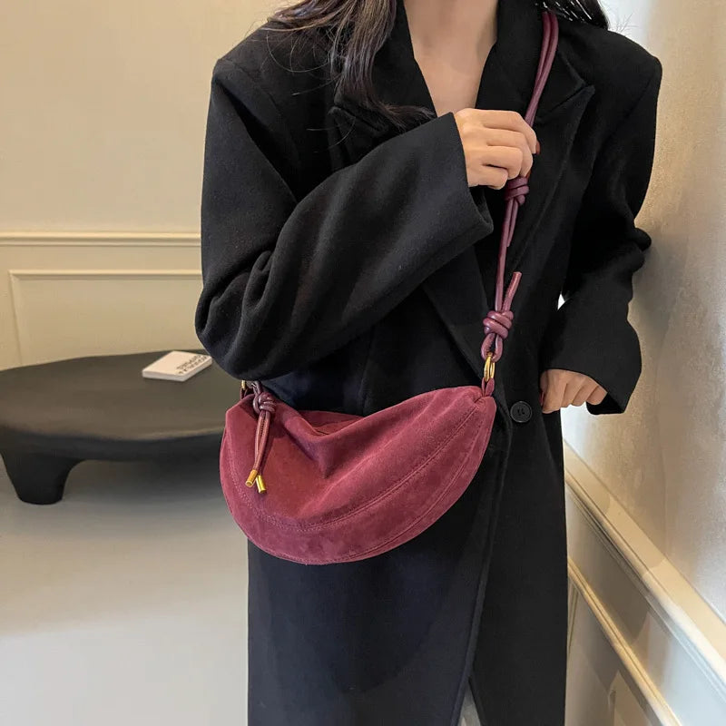 Faux Suede Super Popular Niche Suede Shoulder Bag for Women 2025 Hot Sale Single Crossbody Bags Underarm Dumpling Sweet Bags Quick Pick Grocers