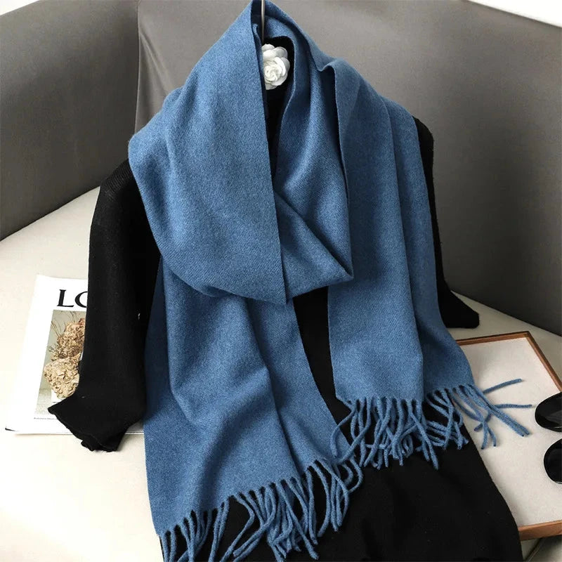 62Color Solid Women Winter Scarf Warm Thicken Cashmere Shawl Outdoor Fashion Luxury Tassels Pashmina Lady Wrap Windproof Scarves Econic Blanks