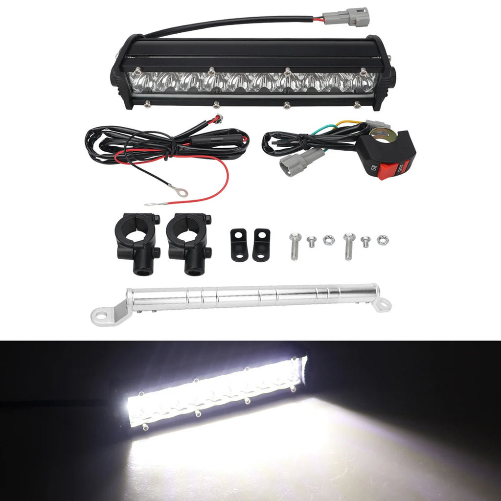 Motorcycle Headlight Light Handlebar LED Light Bar Set 60W LED With switch Kit Fits Most 7/8” Handlebars White Yellow Flicker