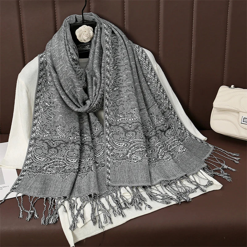 Luxury Brand Autumn Cashmere Pashmina Shawl Lady Wrap Warm Winter Scarves Design Print Female Foulard Cotton Stoles Scarf 2023 Quick Pick Grocers