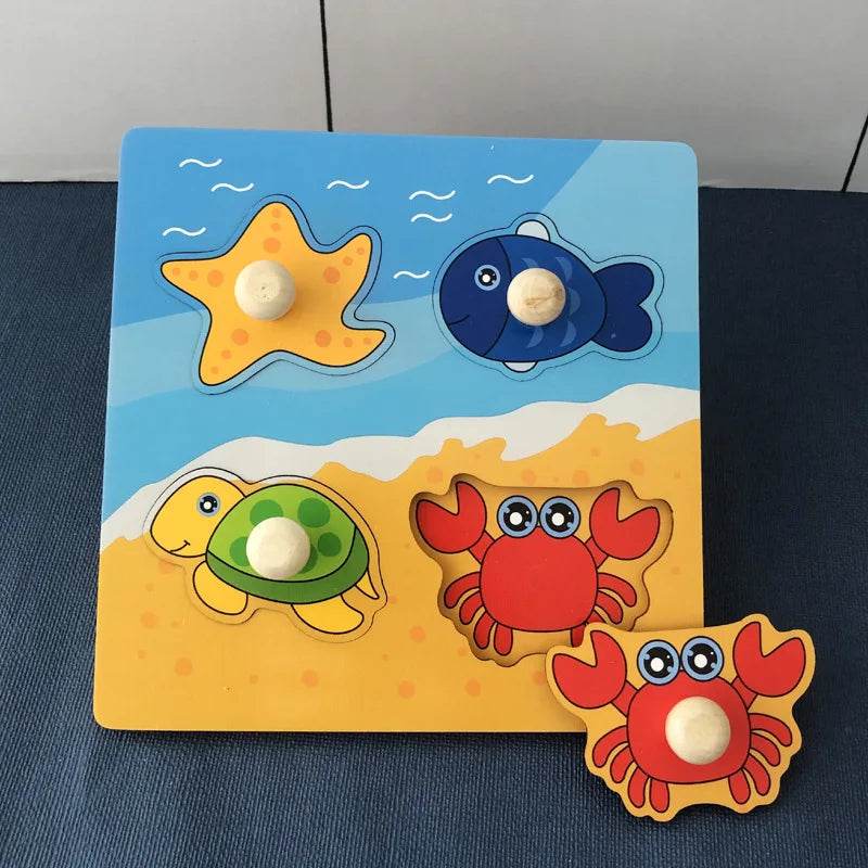 Baby Wooden Puzzles Montessori Toys 1 2 3 Years Toddler Toys Hand Grab Board Alphabet Number Cognition Learning Educational Toys Quick Pick Grocers