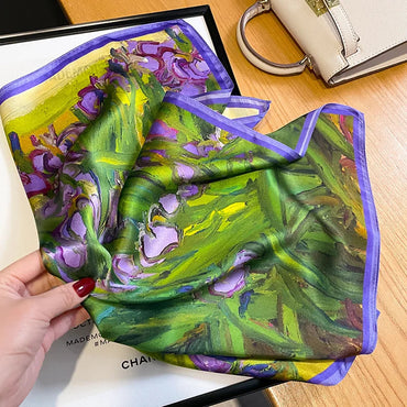 2025 Fashion 100% Real Silk Scarf 53cm Square Bandelet Women's Silk Temperament Small Scarf Neck Decorative Wrap Printed Scarves Quick Pick Grocers