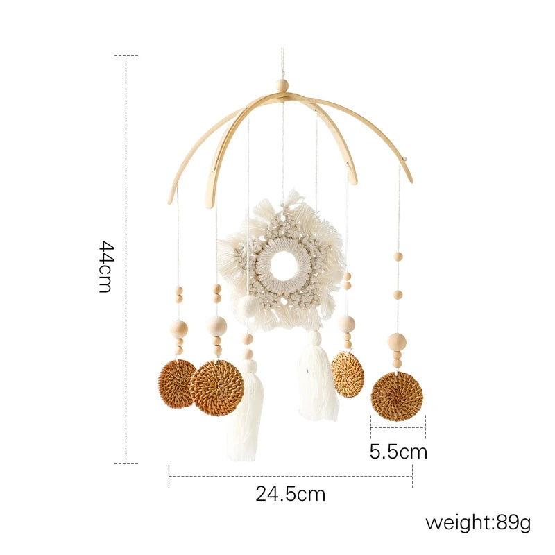 Baby Wooden Bed Bell Cartoon Rabbit Mobile Hanging Rattles Toy Hanger Crib Mobile Bed Bell Wood Toy Holder Arm Bracket Kid Gifts Purest Peak
