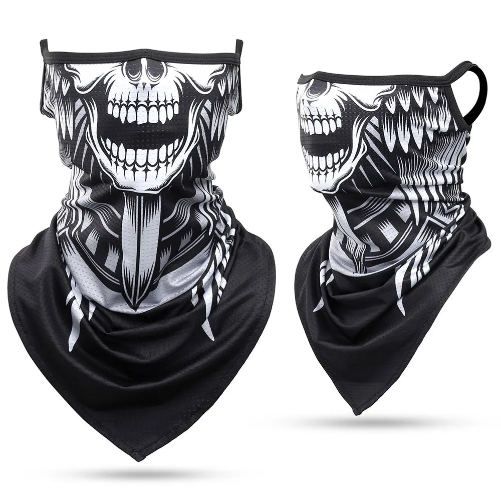 Skull Print Quick-drying Bandana Summer Scarf Breathable Half Face Cover Reusable Neck Gaiter Mask Sport Cycling Hiking Fishing Quick Pick Grocers