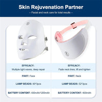 7 Colors Led Facial Mask With Neck Red Light Therapy Mask For Skin Tightening Lifting Anti-aging Bio-Light Beauty Whitening Home Quick Pick Grocers