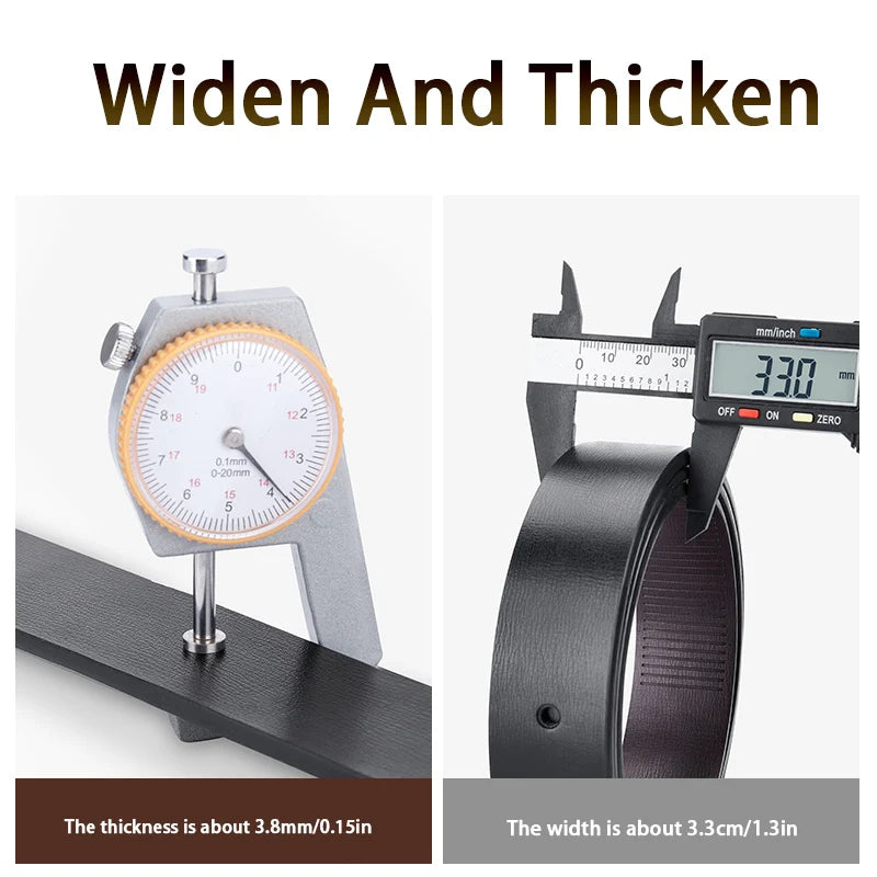 OYIFAN Fashion Men's Belt Men's Genuine Leather Belt Automatic Buckle Ratchet Belt Random Adjustment Quick Pick Grocers