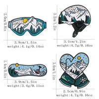 Sports Snow Mountain Pattern Ski Theme Enamel Brooches Skateboard Gloves Helmet Goggles Shaped Pins Winter Badge Jewelry Quick Pick Grocers
