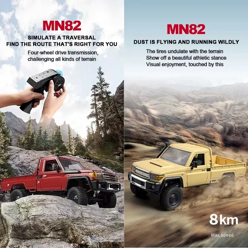 MN82 4WD Off-road Rc Car With LED Lights 1:12 Full-scale Simulation Professional 2.4G Remote Control Pickup Truck Model Kids Toy Quick Pick Grocers