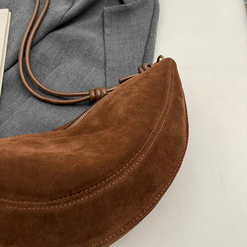 Faux Suede Super Popular Niche Suede Shoulder Bag for Women 2025 Hot Sale Single Crossbody Bags Underarm Dumpling Sweet Bags Quick Pick Grocers