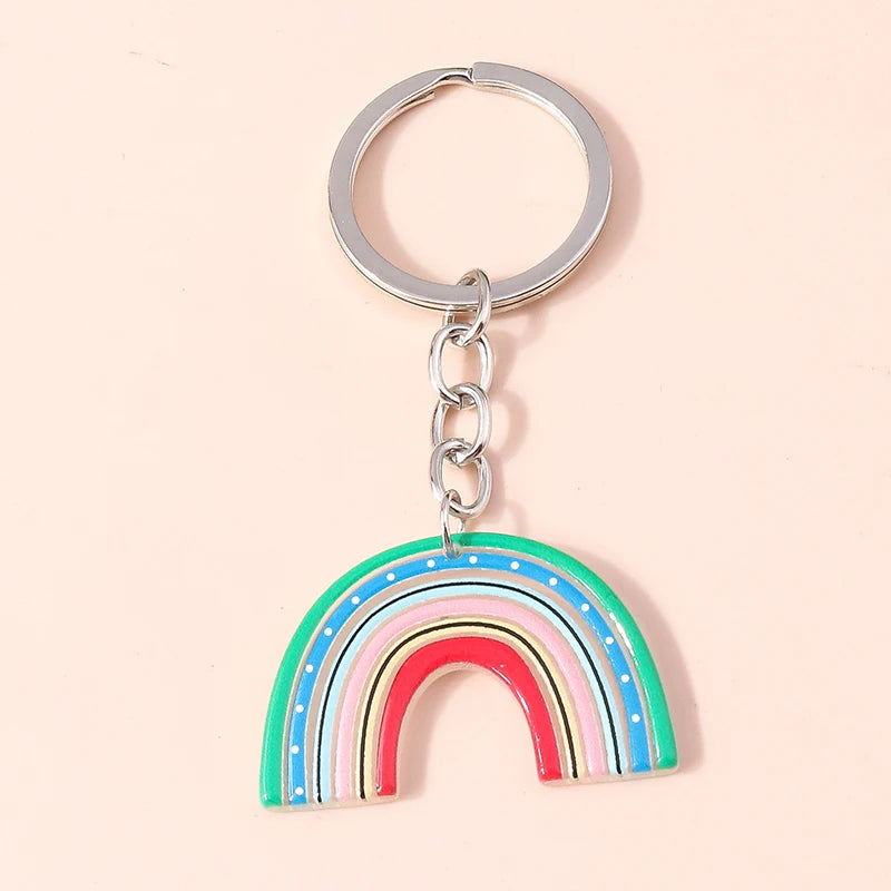 New Colorful Rainbow Keychains for Car Key Souvenir Gift for Women Men DIY Handbag Pendants Hanging Key Ring Jewelry Accessories Quick Pick Grocers