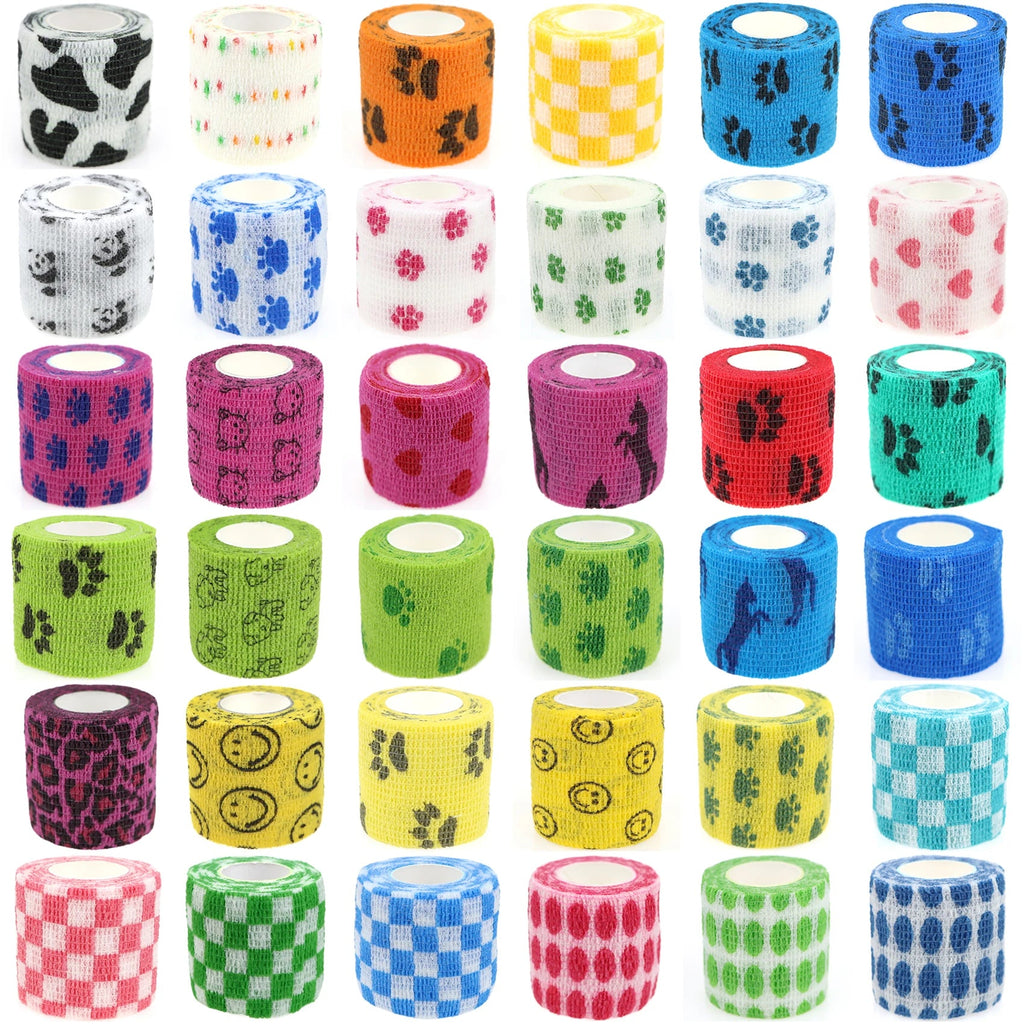 24 Rolls Elastic Bandage Self Adhesive Bandage Wrap Cohesive Tape Vet Wrap for Dog Cat Horse Pet Animals Ankle Sprains Quick Pick Grocers