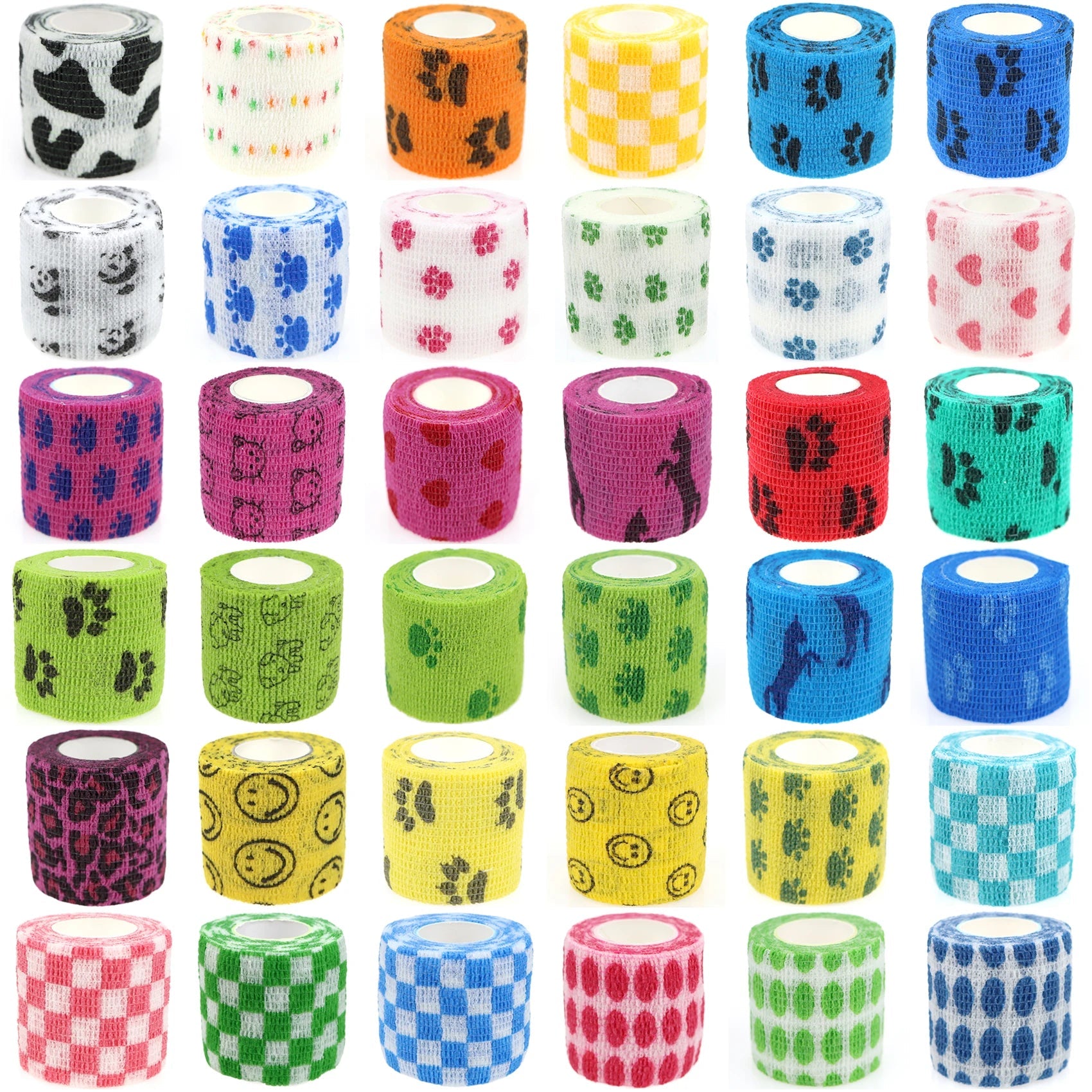 24 Rolls Elastic Bandage Self Adhesive Bandage Wrap Cohesive Tape Vet Wrap for Dog Cat Horse Pet Animals Ankle Sprains Quick Pick Grocers