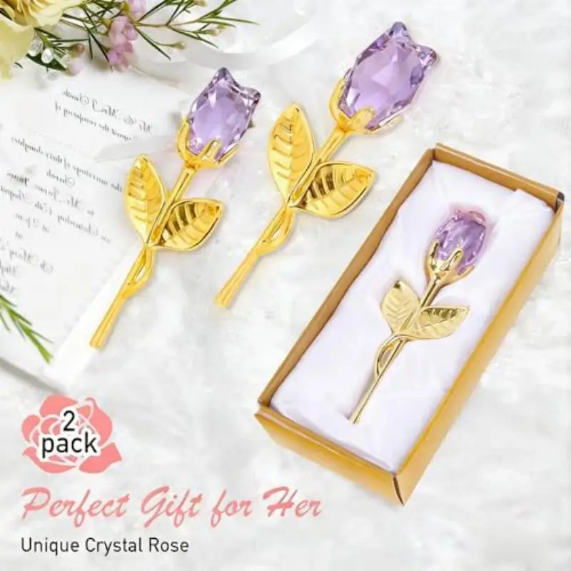 1/2Pcs Eternal Crystal Glass Rose - Valentine's Day Wedding Gift for Girlfriend Wife Artificial Flower Without Box Quick Pick Grocers
